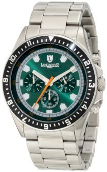 Lancaster Men's OLA0483SSMB-VR Chronograph Green Dial Stainless Steel Watch