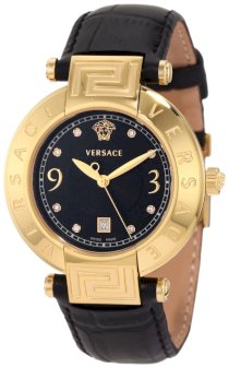 Versace Women's 68Q70SD009 S009 Reve 3 H Yellow-Gold Plated Diamond Genuine Leather Watch