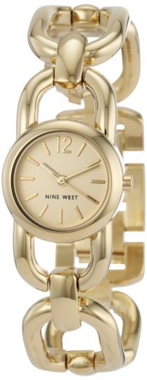  Nine West Women's NW1136CHGB Gold-Tone Round Champagne Dial Bracelet Watch