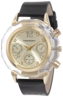 Vernier Women's VNR11093YG Deco Pushers Polyurethane Quartz Watch
