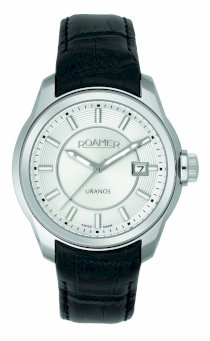 Roamer of Switzerland Men's 938833 41 25 09 Uranos Luminous Silver Dial Leather Date Watch