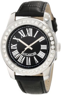Lancaster Women's OLA0474NR-NR Non Plus Ultra Crystal Accented Black Dial Black Leather Watch