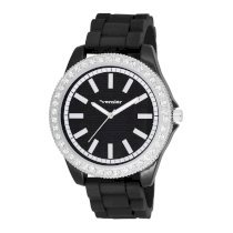  Vernier Women's VNR11087BK Oversized Sparkle Silicon Strap Quartz Watch