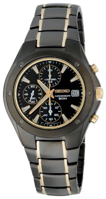 Seiko Men's SND641 Titanium Chronograph Gold-Tone Accented Watch