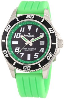 Lancaster Men's OLA0628RNR-VR-VR Black Dial Green Silicone Watch