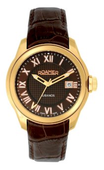 Roamer of Switzerland Men's 938833 49 62 09 Uranos Rose Gold PVD Luminous Brown Dial Date Watch
