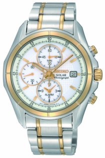 Seiko Men's SSC002 Two Tone Stainless Steel Analog with White Dial Watch