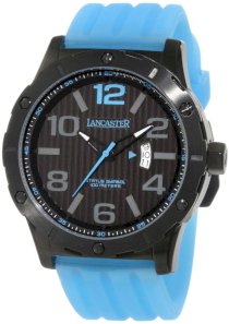 Lancaster Men's OLA0479NR-BL-BL Trendy Black Striped Dial Blue Silicone Watch