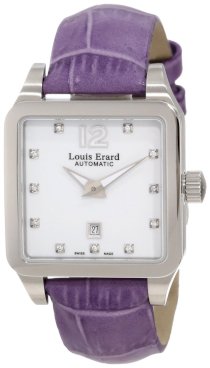 Louis Erard Women's 20700AA11.BDC63 Emotion Square Automatic Purple Leather Diamond Watch