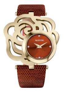 Valentino Women's V55MBQ4044S497 Rosier Gold Plated Brown Rose Shaped Case Watch