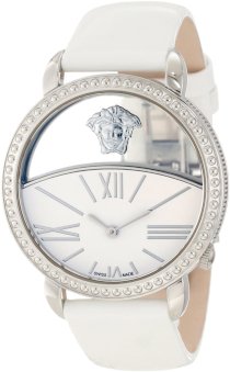 Versace Women's 93Q99D02C S001 Krios White Enamel and Transparent Dial Patent Leather Watch