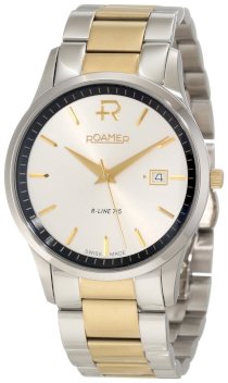 Roamer of Switzerland Men's 715833 47 15 70 R-line Gold IP Silver Dial Steel Date Watch