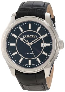 Roamer of Switzerland Men's 938833 41 55 09 Uranos Luminous Black Dial Leather Date Watch