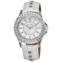 Vernier Women's VNR11104WHT Clear Plastic Case Crystal Stones Around Bezel Watch