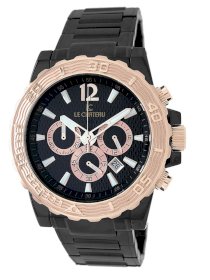 Le Chateau Men's 5417M-BLK Sports Dinamica Collection Gun-metal and Rose-gold Watch