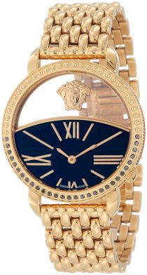 Versace Women's 93Q86D08C S080 Krios Rose Gold Ion-Plating Black Enamel and Transparent Dial Watch