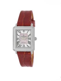 Le Chateau Women's 1808LLEA-WHT Diamond Accented Leather Band Watch