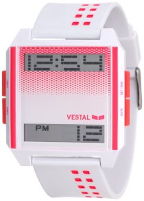 Vestal Men's DIG019 Digichord Ultra Thin White Hot Pink Watch