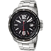 Swiss Legend Men's 90013-11-BB World Timer GMT Collection Black Dial Stainless Watch