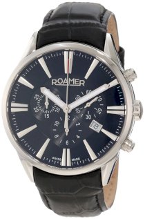 Roamer of Switzerland Men's 508837 41 55 05 Superior Black Dial Leather Chronograph Watch