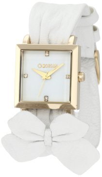 Morgan Women's M1069W Gold-Tone White Removable Flower Bow Watch