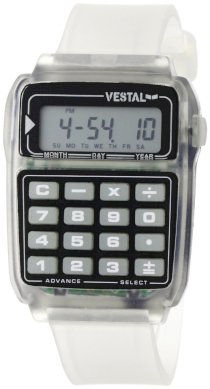  Vestal Men's DAT007 Datamat Glow-in-the-Dark Buttons Clear Calculator Watch