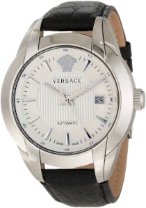 Versace Women's 25A399D002 S009 Character Automatic White Dial Black Leather Watch