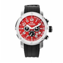  TW Steel Men's TW124 Grandeur Tech Black Rubber Red Chronograph Dial Watch