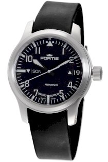 Fortis Men's 700.10.81 K F-43 Flieger Automatic Black Leather Date Watch