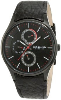 Johan Eric Men's JE4001-13-007 Streur Black IP Leather Watch