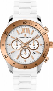 Jacques Lemans Men's 1-1586R Rome Sports Sport Analog Chronograph with Silicone Strap Watch