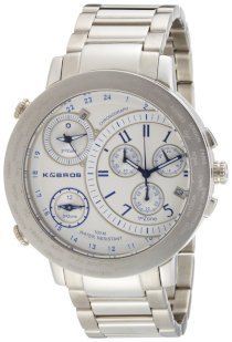 K&Bros Men's 9453-2 On The Road 3 Movements Stainless Steel Watch