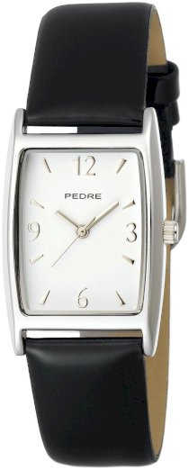 Pedre Women's 7225SX Silver-Tone with Black Patent Leather Watch