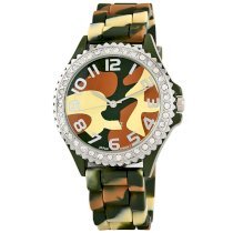 Golden Classic Women's 2220 camoband "Glam Jelly" Oversized Rhinestone Camouflage Silicone Watch