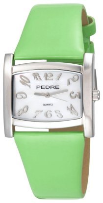 Pedre Women's 7780SX Silver-Tone with Lime Patent Strap Watch