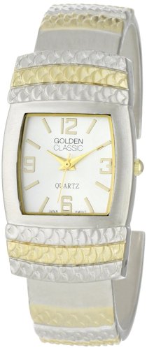 Golden Classic Women's 2224-twotone Ocean Fantasy Gold and Silver Metal Ocean Wave Detailing Bangle Watch