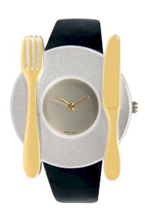 Pedre Unisex Two-Tone Knife Fork and Plate Novelty Watch # 6575TX