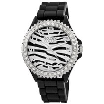 Golden Classic Women's 2220 blackzebra "Glam Jelly" Rhinestone Black Zebra Silicone Watch