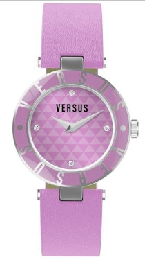  Versus Women's 3C71300000 Logo Lavender Dial with Crystals Genuine Leather Watch