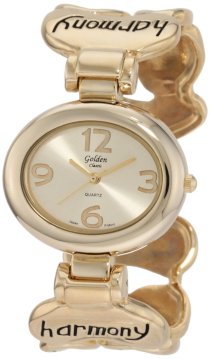 Golden Classic Women's 2151 Gold Harmonized Love Polished oval bezel with Bangle Band Watch