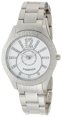 K&Bros Women's 9149-2 Steel Flower Stainless Steel White Dial Watch
