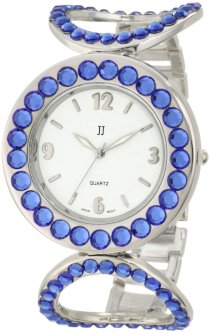 Golden Classic Women's 943 Blue Spotlight Oversized Rhinestone Encrusted Watch