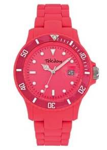 Tekday Women's 653012 Pink Dial Plastic Strap Date Sport Watch