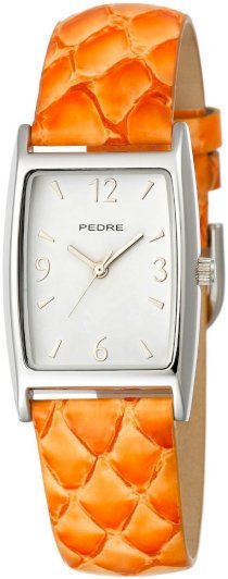 Pedre Women's 7225SX Silver-Tone with Orange Python Strap Watch