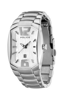 Police Men's PL-12179LS/04M Kerosine White Dial Stainless Steel Band Watch