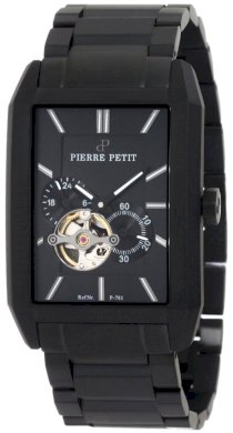 Pierre Petit Men's P-781B Serie Paris Automatic Skeleton Black PVD Rectangular Case Watch