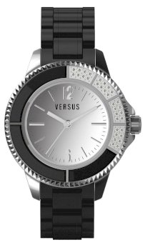 Versus Women's 3C63900000 Tokyo Black Rubber Silver Dial Crystal Watch