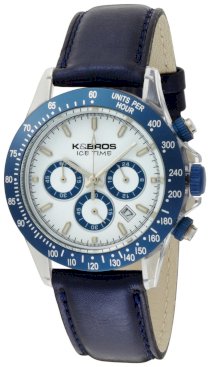 K&Bros Women's 9536-3 Ice-Time Crash Chronograph Blue Watch