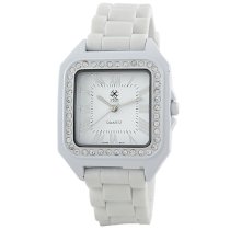 Golden Classic Women's 5155 white "Shimmer Jelly" Rhinestone Accented Square Silicone Watch