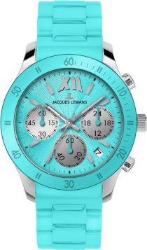 Jacques Lemans Women's 1-1587L Rome Sports Sport Analog Chronograph with Silicone Strap Watch